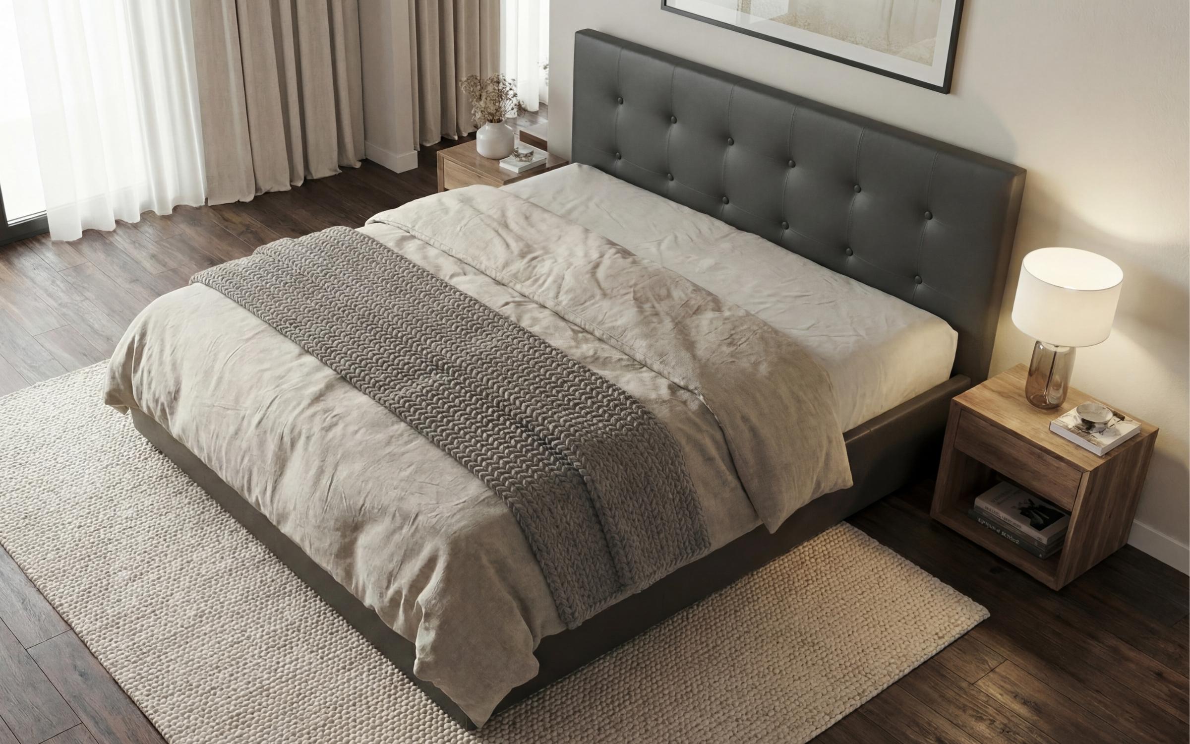 Pat dublu tapitat 160/200 Destiva, gri inchis  3